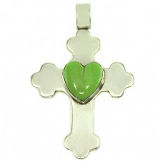 Impresionant pandant religios din argint decorat cu gaspeit natural | artizan navajo Mary - Rita Padilla Impresionant pandant religios din argint decorat cu gaspeit natural | artizan navajo Mary - Rita Padilla