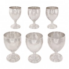 Set de 6 pocale din argint pentru servirea vinului și a apei | argint martelat | cca. 1935 Set de 6 pocale din argint pentru servirea vinului și a apei | argint martelat | cca. 1935