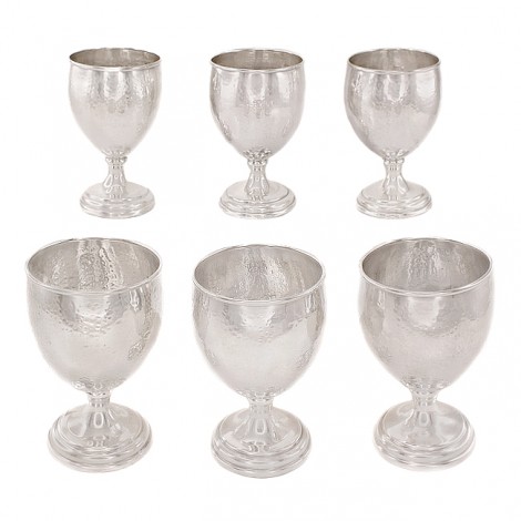 Set de 6 pocale din argint pentru servirea vinului și a apei | argint martelat | cca. 1935