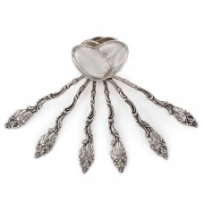 Serviciu de 6 lingurițe demitasse din argint  în stil de inpirație Art Nouveau | atelier Matsilver AB | Suedia 1948 - 1950  Serviciu de 6 lingurițe demitasse din argint  în stil de inpirație Art Nouveau | atelier Matsilver AB | Suedia 1948 - 1950