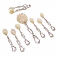 Serviciu de tacâmuri din argint sterling Art Nouveau Revival pentru servirea produselor de patiserie și cofetărie   Serviciu de tacâmuri din argint sterling Art Nouveau Revival pentru servirea produselor de patiserie și cofetărie