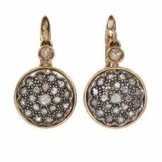 Cercei Art Deco din aur galben 14k decorați cu diamante naturale 1.20 ct | Italia cca.1945 Cercei Art Deco din aur galben 14k decorați cu diamante naturale 1.20 ct | Italia cca.1945