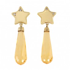 Impresionanți cercei tassel  din aur galben 18k decorați cu diamante naturale și citrine naturale 34.00 ct | cca. 1960 Impresionanți cercei tassel  din aur galben 18k decorați cu diamante naturale și citrine naturale 34.00 ct | cca. 1960