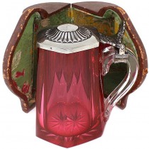 Halbă omagială din cristal de Bohemia și argint | cutia originală de prezentare | Germania cca.1850