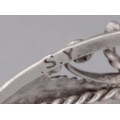 Brățară etnică Navajo  manufacturată în argint decorat cu turcoaze naturale Kingman | artizan Sampson Yazzie | Statele Unite cca.1970