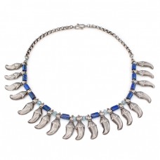 Colier etnic Banjara din argint decorat cu lapis lazuli și rondele de acvamarin natural | India - Rajasthan cca.1950 Colier etnic Banjara din argint decorat cu lapis lazuli și rondele de acvamarin natural | India - Rajasthan cca.1950