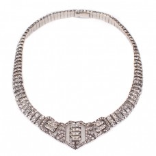 Remarcabil colier cocktail Art Deco din argint incrustat cu anturaje de cristale" paste stones " | Franța cca.1925 Remarcabil colier cocktail Art Deco din argint incrustat cu anturaje de cristale" paste stones " | Franța cca.1925