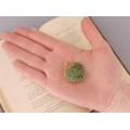 Pandant locket din aur galben 9k și argint aurit decorat cu diamante și smaralde naturale 