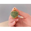 Pandant locket din aur galben 9k și argint aurit decorat cu diamante și smaralde naturale 