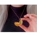 Pandant locket din aur galben 9k și argint aurit decorat cu diamante și smaralde naturale 