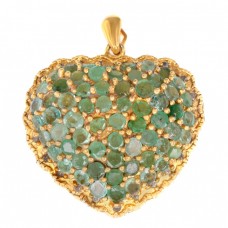 Pandant locket din aur galben 9k și argint aurit decorat cu diamante și smaralde naturale  Pandant locket din aur galben 9k și argint aurit decorat cu diamante și smaralde naturale