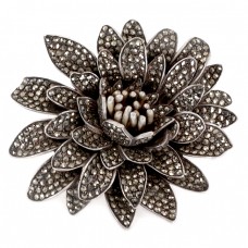 Impresionantă broșă Art Deco pentru rever | manufactură în argint incrustat cu marcasite | Germania cca.1935 Impresionantă broșă Art Deco pentru rever | manufactură în argint incrustat cu marcasite | Germania cca.1935