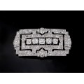 Monumentală broșă Art Deco din platină decorată cu pletoră de diamante naturale 11.7 CT | Franța cca.1925