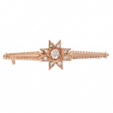 Broșă victoriană din aur roșu 14k decorată cu diamante naturale 0.51 CT | România cca.1890 Broșă victoriană din aur roșu 14k decorată cu diamante naturale 0.51 CT | România cca.1890