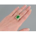 Inel cocktail Art Deco din aur galben 18k decorat cu diamante naturale 2.3 ct și jadeit natural | cca.1935