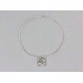 Colier choker cu pandant mid-century din argint decorat cu un diamant natural | Germania cca.1960