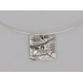 Colier choker cu pandant mid-century din argint decorat cu un diamant natural | Germania cca.1960