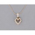 Colier din aur galben 14k  cu pandant inimă 18k decorat cu diamante naturale 0.56 CT