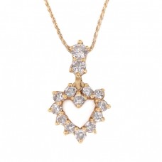 Colier din aur galben 14k  cu pandant inimă 18k decorat cu diamante naturale 0.56 CT Colier din aur galben 14k  cu pandant inimă 18k decorat cu diamante naturale 0.56 CT