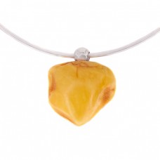 Colier choker mid-century din argint cu pandant statement din chihlimbar Butterscotch | Polonia cca. 1970 Colier choker mid-century din argint cu pandant statement din chihlimbar Butterscotch | Polonia cca. 1970
