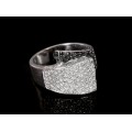 Inel cocktail din aur alb 18k decorat cu diamante naturale 1.5 CT | Italia cca. 1990 - 2000