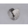 Inel cocktail din aur alb 18k decorat cu diamante naturale 1.5 CT | Italia cca. 1990 - 2000