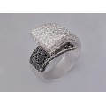 Inel cocktail din aur alb 18k decorat cu diamante naturale 1.5 CT | Italia cca. 1990 - 2000