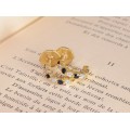 Rafinați cercei Mecan Elde din aur 18k decorați cu diamante și safire naturale | Franța cca.1965