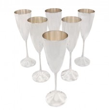 Serviciu format din 6 pahare din argint pentru servirea vinului proseco | atelier Gaetano D'agostino | New Old Stock !