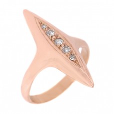 Inel mid-century Space Age din aur roz 18k decorat cu diamante naturale | Marea Britanie cca.1960