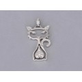 Pandant pisică din aur alb 18k decorat cu diamante naturale 0.20 CT 