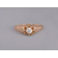 Inel victorian din aur roz 14k decorat cu un diamant solitaire 0.18 CT | Marea Britanie cca.1880 - 1900