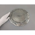 Platou din argint 925 decorat în manieră Art Nouveau cu ramuri de măslin | atelier Etruria Arte 