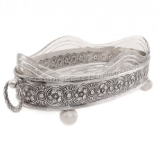 Fructieră - centru de masă din argint cu bol din cristal | Italia cca.1925 Fructieră - centru de masă din argint cu bol din cristal | Italia cca.1925