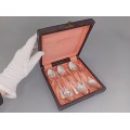Serviciu de lingurițe Art Deco din argint pentru servirea desertului  | în cutia originală de prezentare | Argintăria Pforzheim - Bucuresti cca.1930