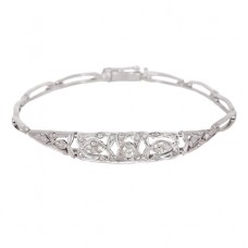 Brățară Art Deco din aur alb 18k decorată cu diamante naturale 0.52 ct | Franța cca.1935 Brățară Art Deco din aur alb 18k decorată cu diamante naturale 0.52 ct | Franța cca.1935