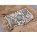 Broșă - pandant statement din argint reticulat și jad natural | manufactură unicat | orfevru Silvio Gigli 