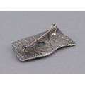 Broșă - pandant statement din argint reticulat și jad natural | manufactură unicat | orfevru Silvio Gigli 
