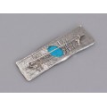Broșă - pandant statement din argint reticulat decorat cu turcoaz natural de Arizona | manufactură unicat | orfevru Silvio Gigli 