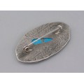 Broșă - pandant statement din argint reticulat și turcoaz natural | manufactură de orfevru Silvio Gigli | anii 2000
