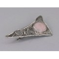 Broșă - pandant statement din argint reticulat și cuarț roz natural | orfevru Silvio Gigli