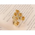 Cercei statement din aur galben și aur alb 18k decorați cu diamante naturale 0.22 ct și citrine naturale 1.45 ct