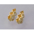 Cercei statement din aur galben și aur alb 18k decorați cu diamante naturale 0.22 ct și citrine naturale 1.45 ct