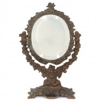 Veche oglindă de machiaj din bronz în stil neobaroque | Italia cca. 1890