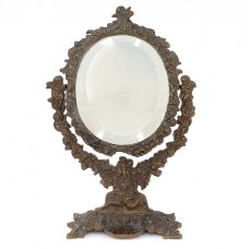 Veche oglindă de machiaj din bronz în stil neobaroque | Italia cca. 1890 Veche oglindă de machiaj din bronz în stil neobaroque | Italia cca. 1890