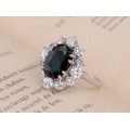 Inel cocktail din aur alb 18k decorat cu safir natural 2.75 CT  & diamante naturale 1.42 CT
