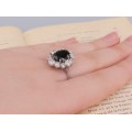 Inel cocktail din aur alb 18k decorat cu safir natural 2.75 CT  & diamante naturale 1.42 CT