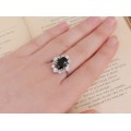 Inel cocktail din aur alb 18k decorat cu safir natural 2.75 CT  & diamante naturale 1.42 CT
