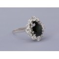 Inel cocktail din aur alb 18k decorat cu safir natural 2.75 CT  & diamante naturale 1.42 CT