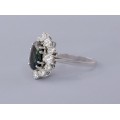 Inel cocktail din aur alb 18k decorat cu safir natural 2.75 CT  & diamante naturale 1.42 CT